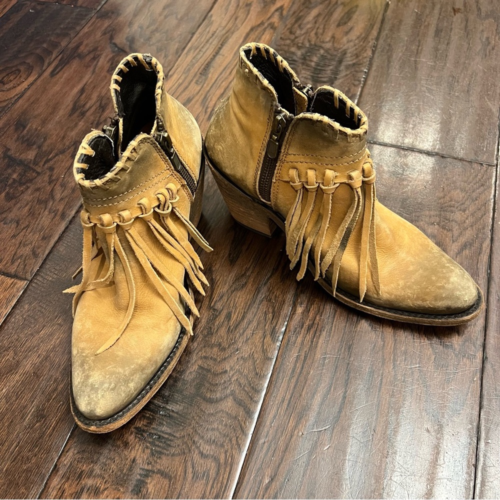Liberty Black Ladies Alice Vegas Fringe Rusted Yellow Ankle booties LB-712323K